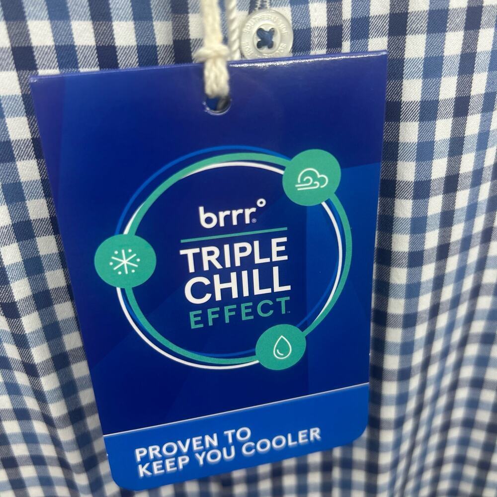 Southern Tide Button Down Size XXL Gingham Madras Blue 91% Nylon 5382 - Picture 4 of 9